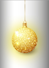 Gold Christmas tree toy isolated on a transparent background. Stocking Christmas decorations. Vector object for christmas design, mockup.