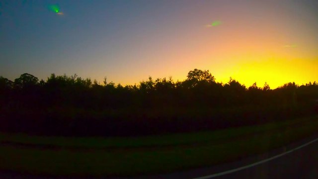 Bus Drive Trough Ireland At Sunset