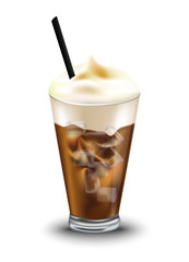 Ice coffee in glass. vector illustration
