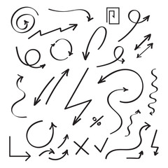Set of vector hand drawn arrows. Vector illustration white background