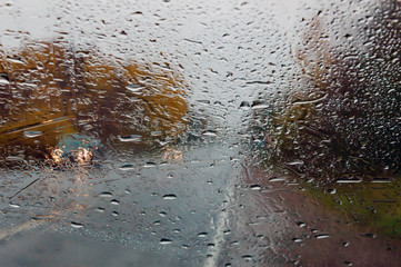 Rain road cloudy cars autumn.