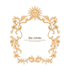 Border, frame label In baroque, rococo, victorian renaissance style. Trendy floral vintage pattern. Vector illustration