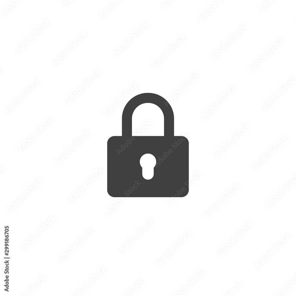 Poster lock icon in black color on a white background