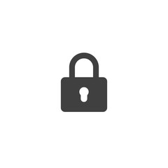Lock icon in black color on a white background