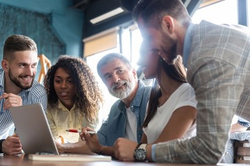 Coworkers team picture in modern office. Project managers work new idea