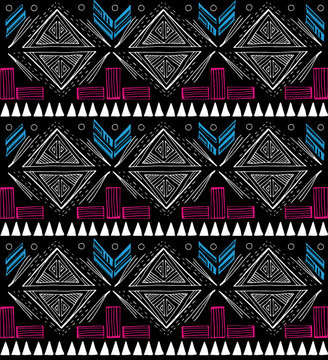 Ethnic vector pattern for fabric.wallpaer black background.