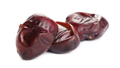 Pile fresh dates isolated on white background