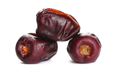 Pile fresh dates isolated on white background