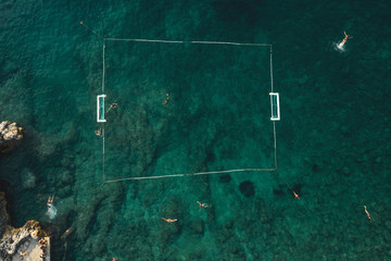 Aerial view of the Danče beach in Dubrovnik, Croatia