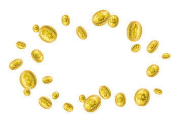 Realistic Detailed 3d Golden Bitcoins Different Type Frame. Vector