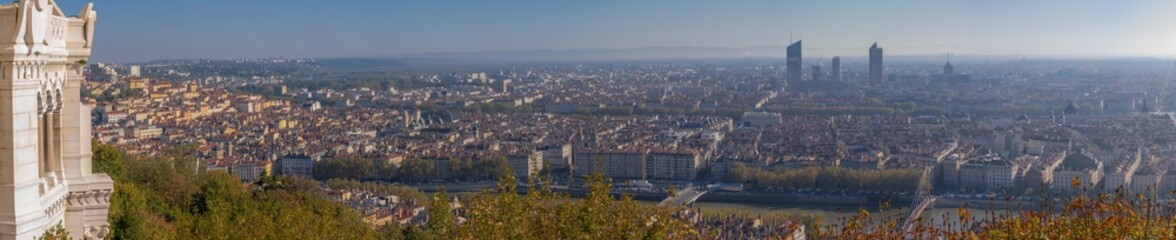 Fototapeta na wymiar Lyon, France - 10 26 2019: Panoramic view from Basilica of Our Lady of Fourviere