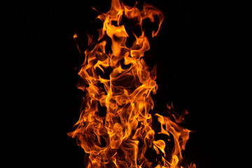 hot orange fire on black background