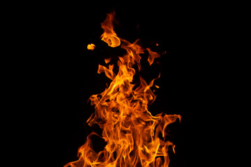 hot orange fire on black background