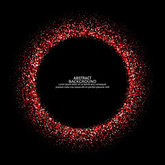  Golden texture. Red vector dust in the form of a circle on a black background. Design element