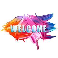  Colorful design abstract background, rainbow banner elements. Welcome
