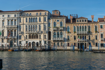 Fototapeta na wymiar Old buildings in Venice. Canal view with bridge. Travel photo. Italy. Europe.