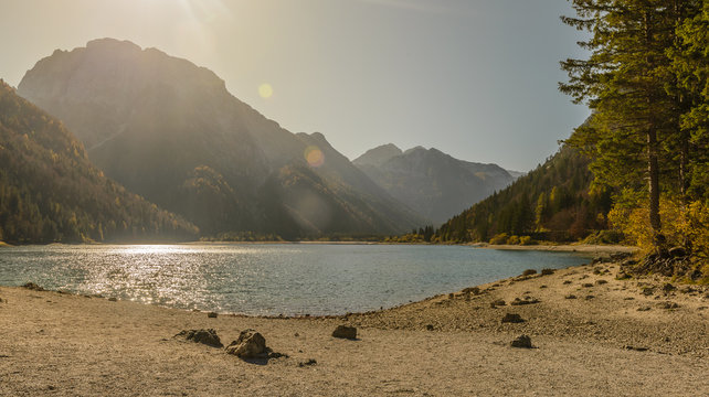 Raibl Lake near Predil pass in Italian Alps.