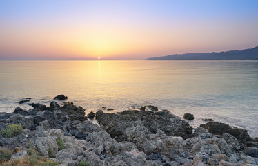 Beautiful summer sunrise on Greek island Crete.