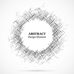 Abstract circular element.Set of circular crisscrosses.Assymetric radial elements.Linear drawing.Vector illustration pattern.Monochrome background. Geometric element.