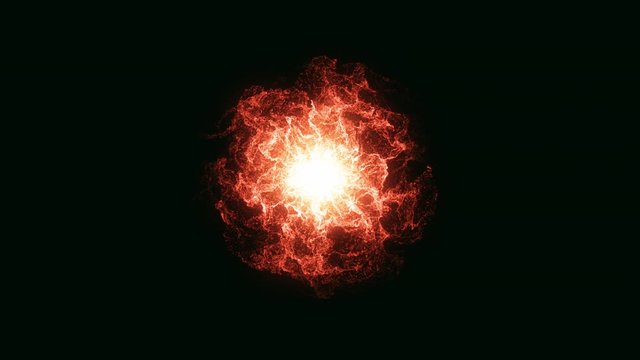 The fire comes from the center of the screen on a black background. The animation of the flame. 4K. The motion design.