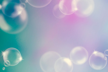 Vintage blurred magic romantic background with bubbles. Tender backdrop for Christmas, New Year and Valentines day holidays with flares and highlights. Background for birthday party, festival.