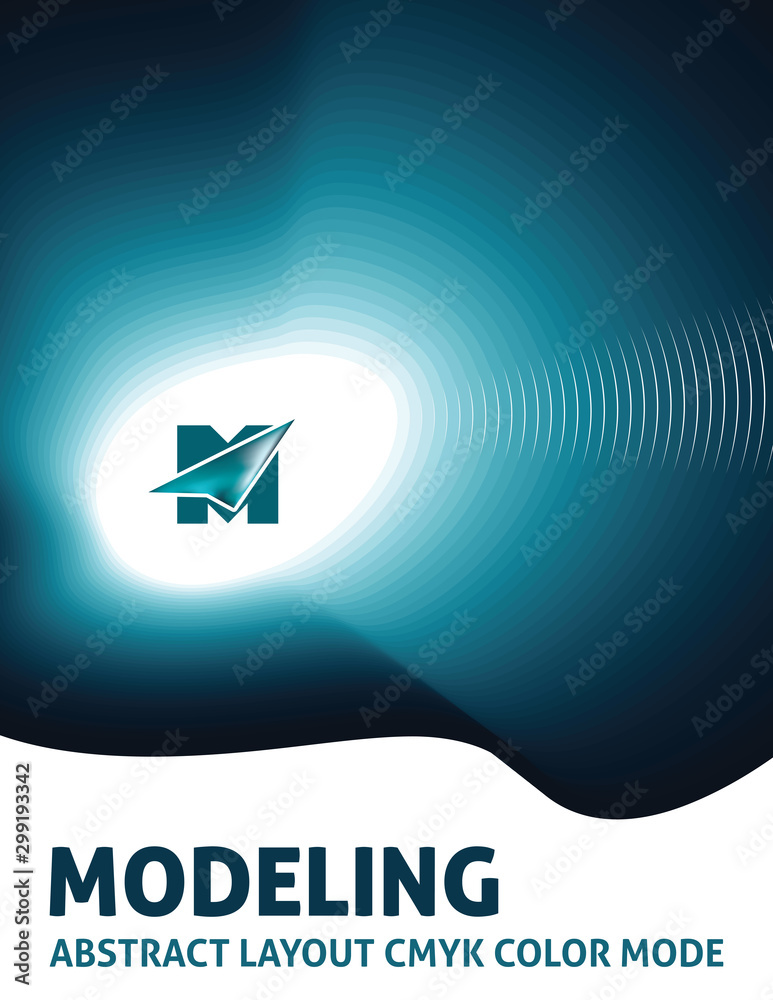 Poster design layout with green blue shape for cover. vector graphics
