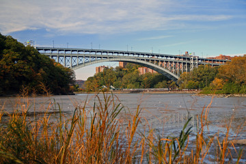 Henry Hudson bridge during fall