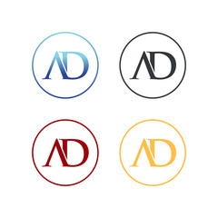 letter A and D in circle logo vector