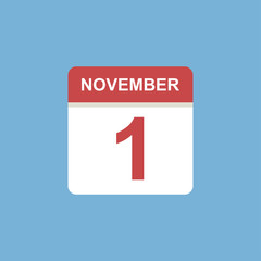 calendar - November 1 icon illustration isolated vector sign symbol