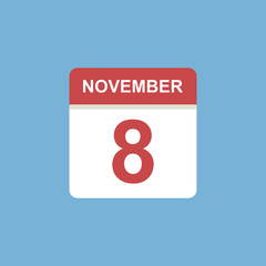 calendar - November 8 icon illustration isolated vector sign symbol
