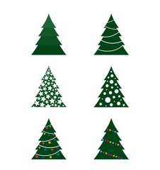 set of color Christmas tree icon. decoration fir tree. Christmas design element