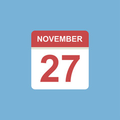 calendar - November 27 icon illustration isolated vector sign symbol