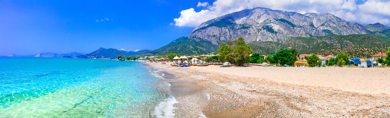 Greece. Beautiful turquoise beach scenery , Samos island, Marathokampos village - obrazy, fototapety, plakaty