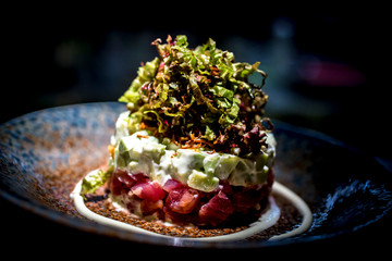 salad of fresh tuna, avocado and spices