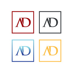 letter A and D in SQUARE logo SET vector