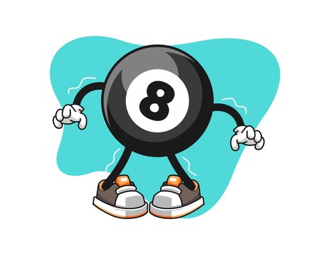 recommend clip art: Billiard ball number 8 scare cartoon. Mascot Character vector.
