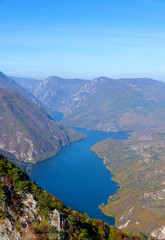 Fototapeta premium View on river and mountains from viewpoint