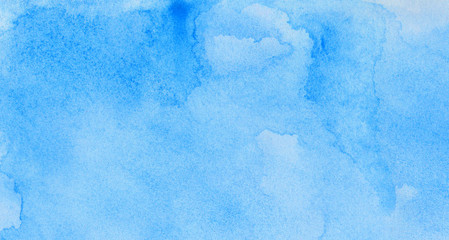 Light sky blue shades color frame watercolor illustration, creative background, smeared aquarelle painted  template. Paper textured canvas for vintage design, invitation card © KatMoy