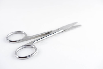 Medical scissors on a white background