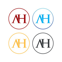 letter A and H in circle logo SET vector