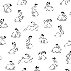 Simple trendy pattern with cartoon bunny. Cute vector illustration for prints, clothing, packaging and postcards.