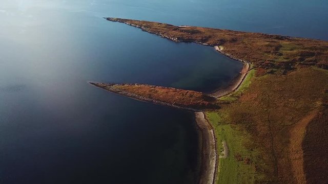 aerial footage of loch linnhe shot from duror on the west coast of scotland in the argyll region of the highlands of scotland showing corran ferry straight and shuna and lismore islands