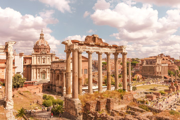 Fototapeta na wymiar view of roman forum in rome italy