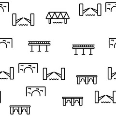 Bridge Construction Vector Seamless Pattern Thin Line Illustration
