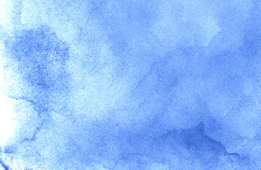 Light sky blue shades color frame watercolor illustration, creative background, smeared aquarelle...
