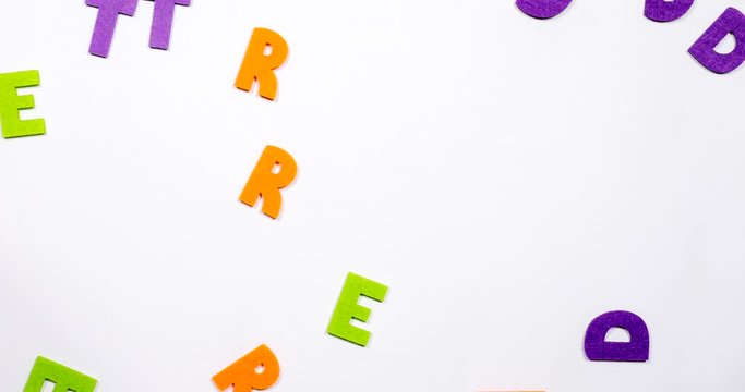 The word get ready made in multi-colored, dancing letters