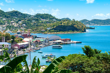 Caribbean sea - Grenada island - Saint George's - Inner harbor and Devils bay - obrazy, fototapety, plakaty