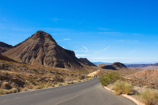 Motorcycles on Lakeshore Road in Lake Mead National Recreation Area in Nevada