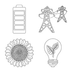 Vector illustration of innovation and technology icon. Set of innovation and nature vector icon for stock.