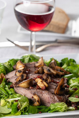 steak on lamb's lettuce